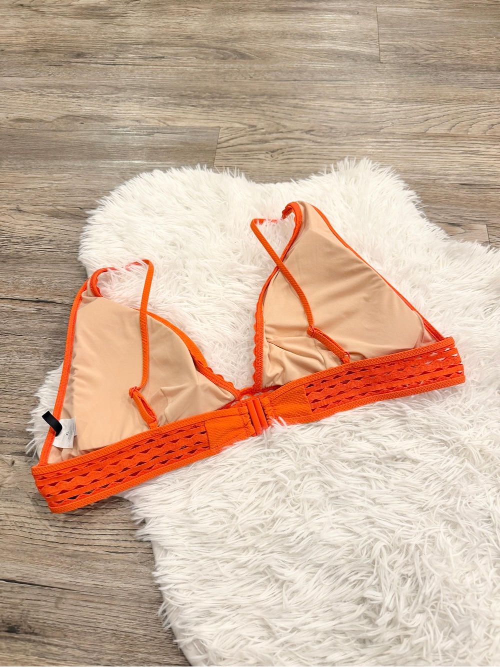 J. Crew Bikini Top Triangle Ric Rac Trim Cutout Orange XL - Picture 3 of 6